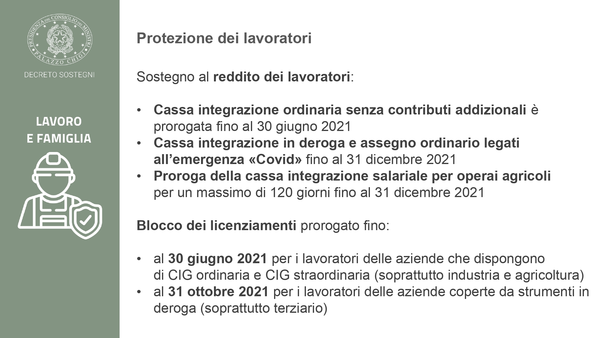 cassa integrazione decreto sostegni - Credit: Palazzo Chigi