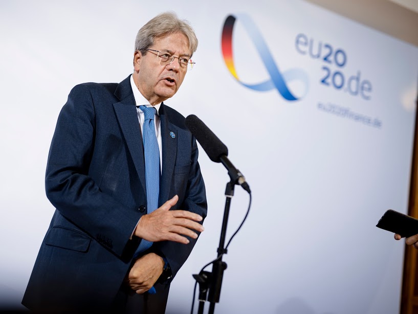 Paolo Gentiloni, EU-Kommissar fuer Wirtschaft und Waehrung gibt ein Statement vor beginn des ECOFIN Rat in Berlin. Copyright: BMF/Felix Zahn/photothek