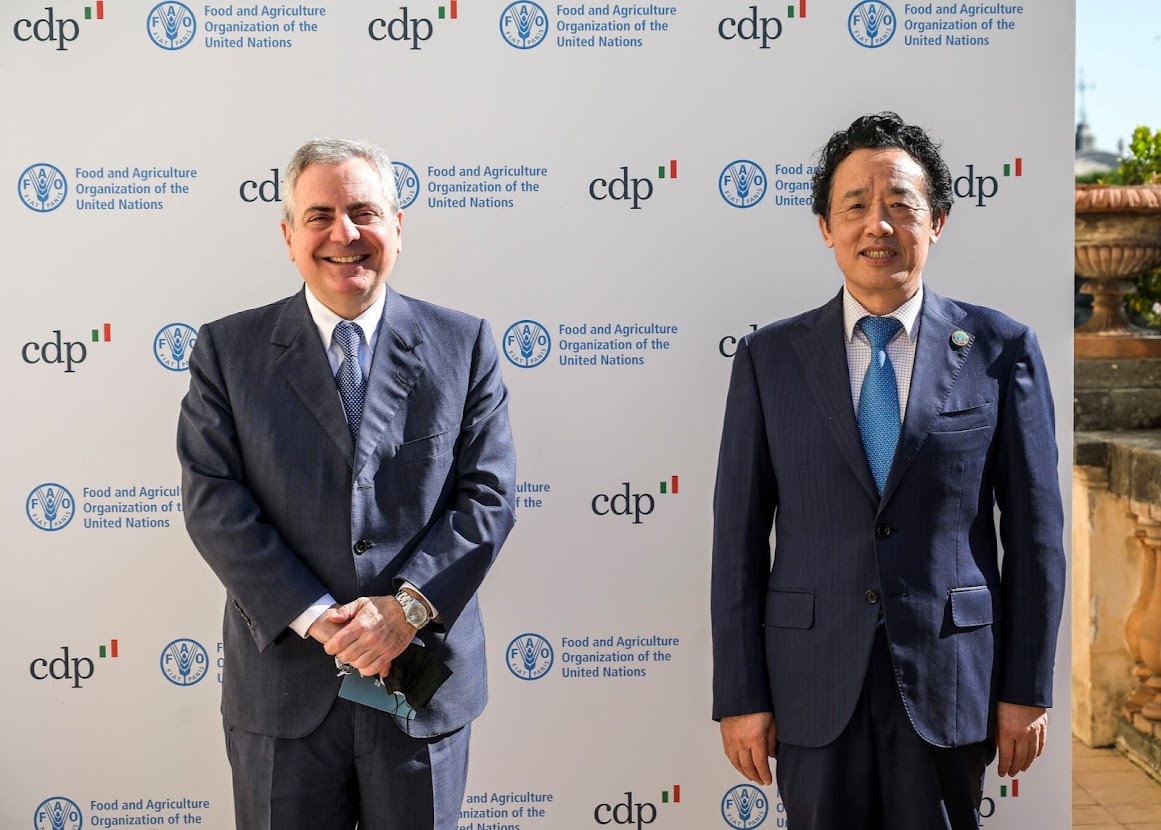 Photocredit: Cassa Depositi e Prestiti (CDP) - l'AD di CDP Dario Scannapieco e il Direttore Generale della FAO H.E Qu Dongyu